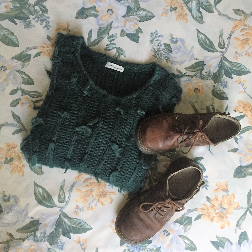 70's Style Dark Green Shaggy Sweater